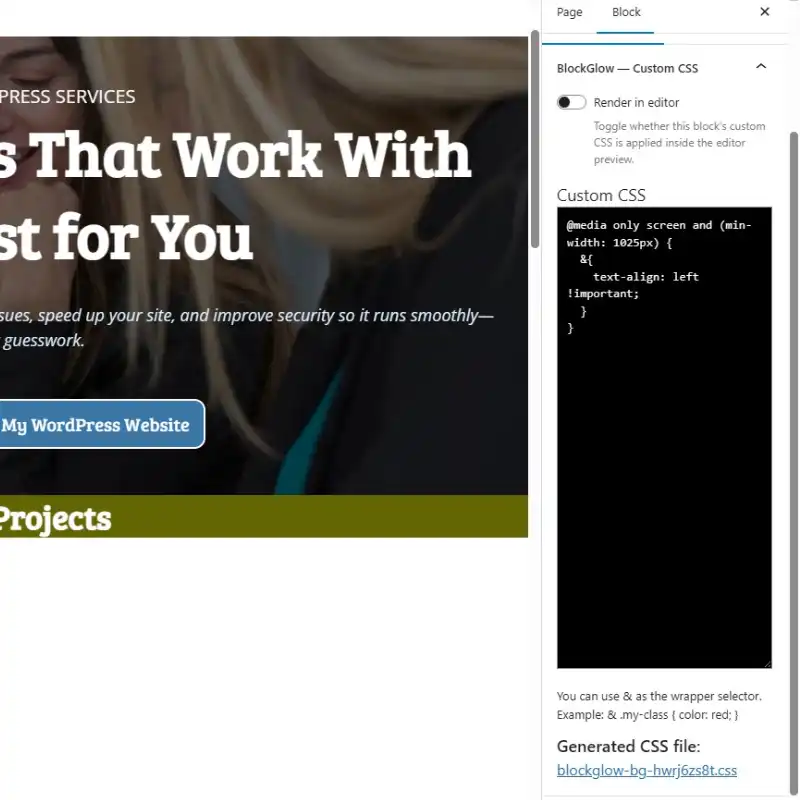 mary eltresse blockglow plugin