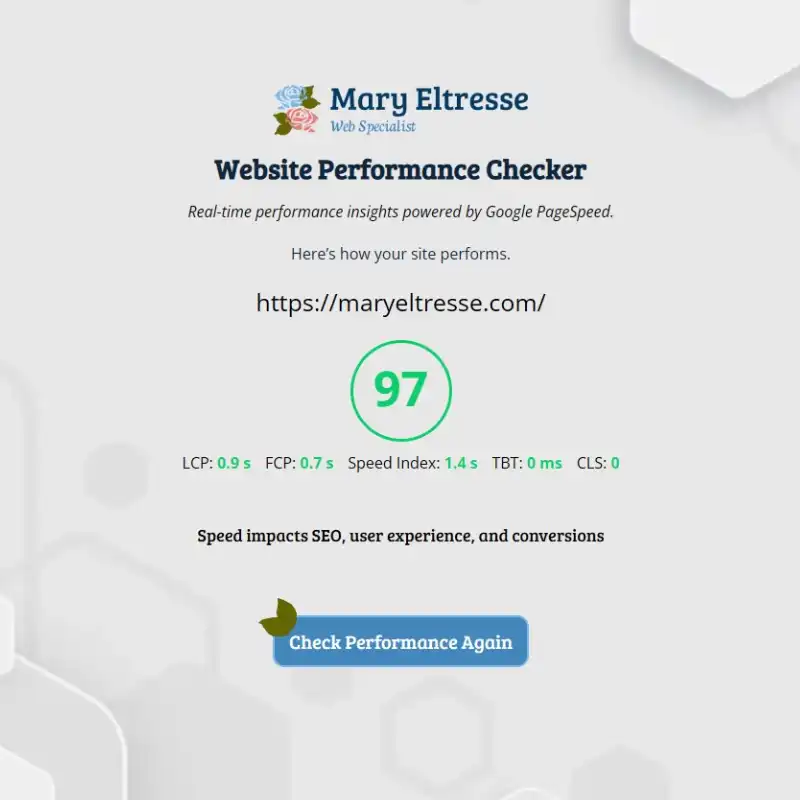 mary eltresse performance checker with AI tips